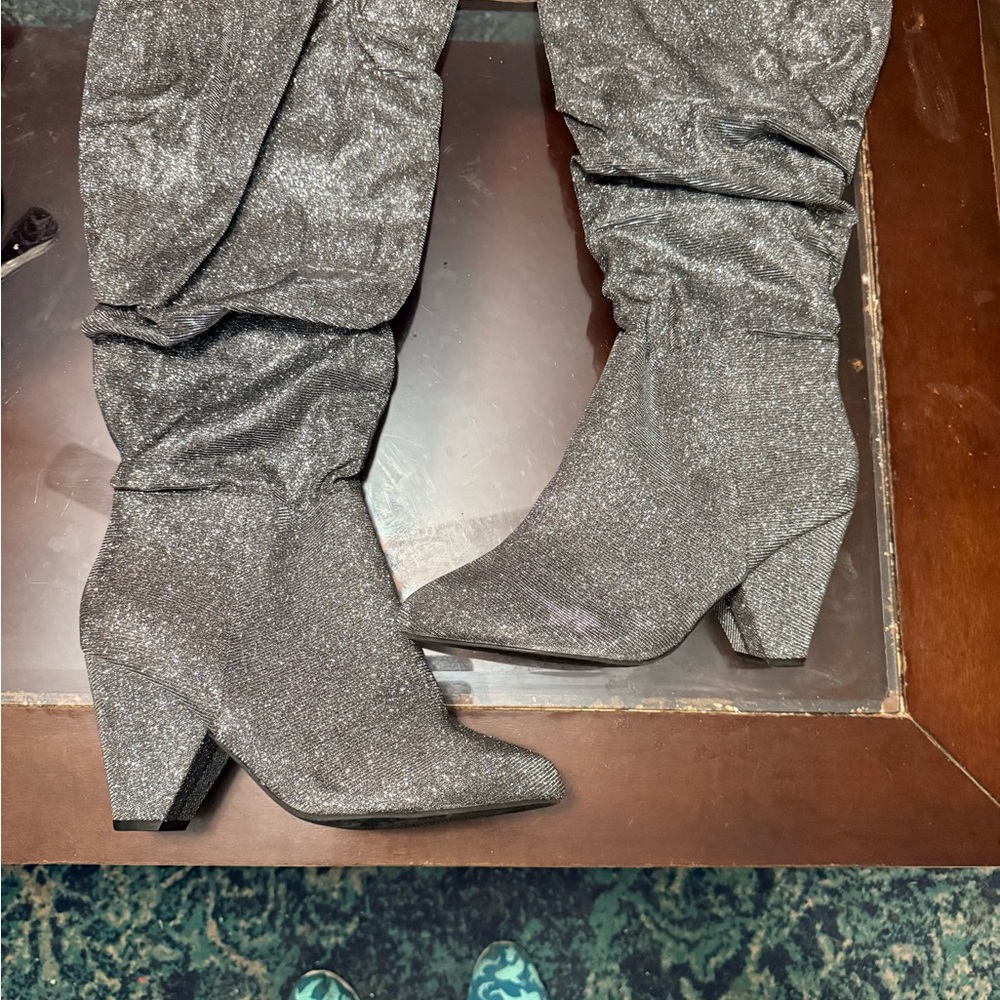 Torrid Shimmering Silver Heeled Boots